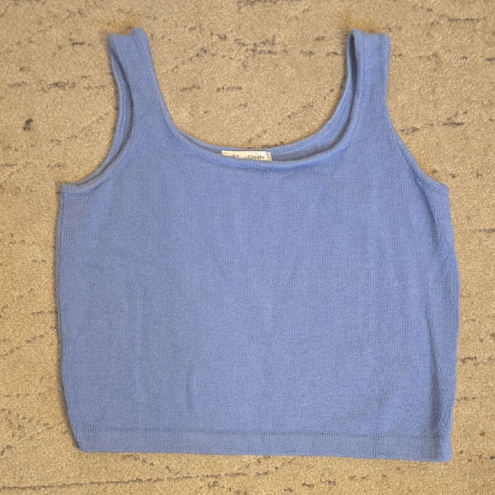 St. John Light Blue Knit Tank Top, Size M, Preowned